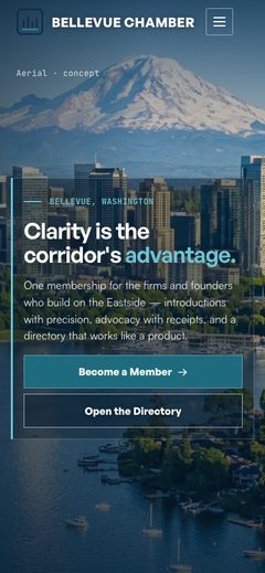 Bellevue Chamber concept — mobile home preview