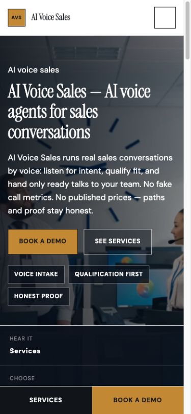 AI Voice Sales concept — mobile home preview