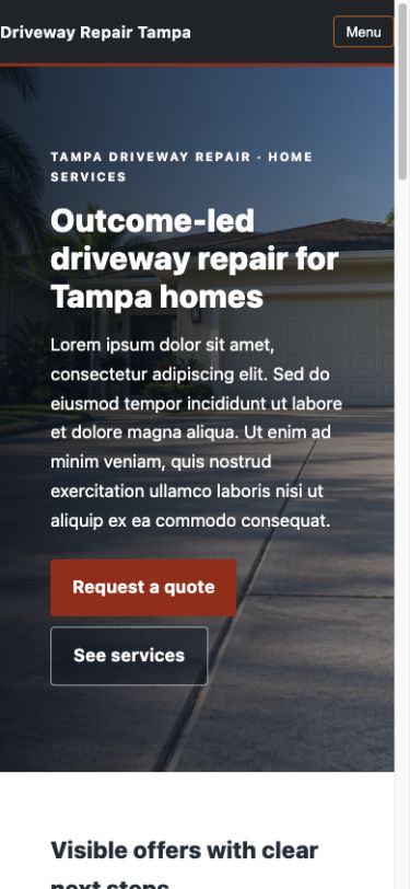 Driveway Repair Tampa concept — mobile home preview