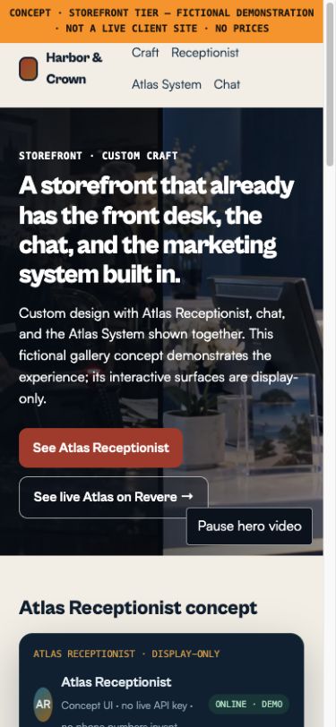 Storefront concept — mobile home preview