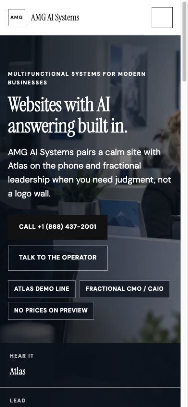 AMG AI Systems concept — mobile home preview