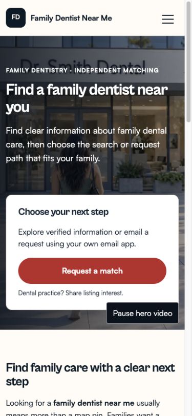 Family Dentist Near Me concept — mobile home preview