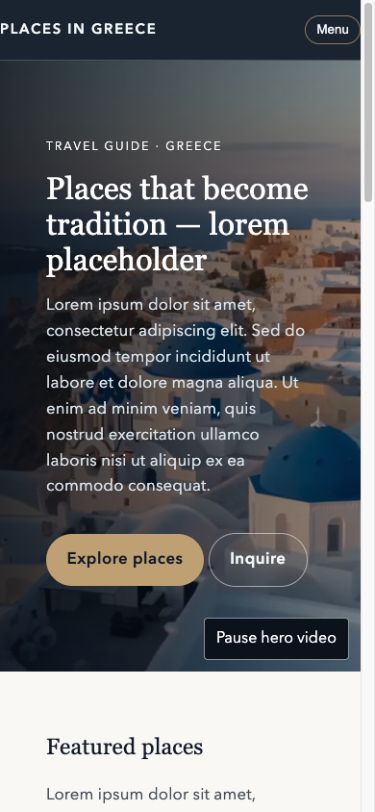 Places in Greece concept — mobile home preview