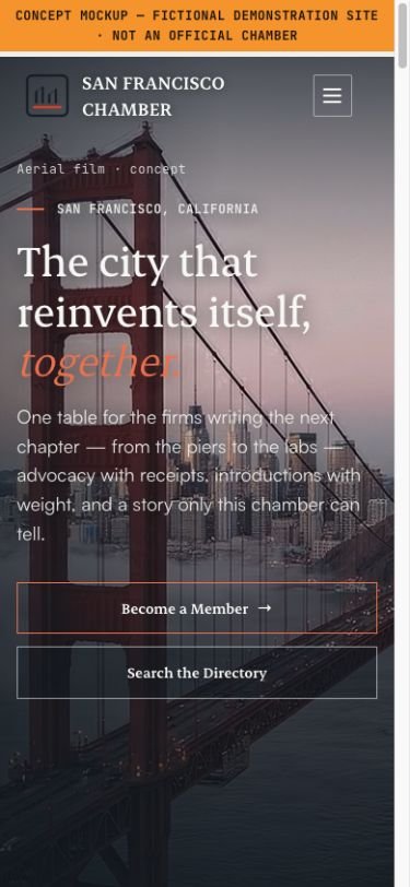 San Francisco Chamber concept — mobile home preview