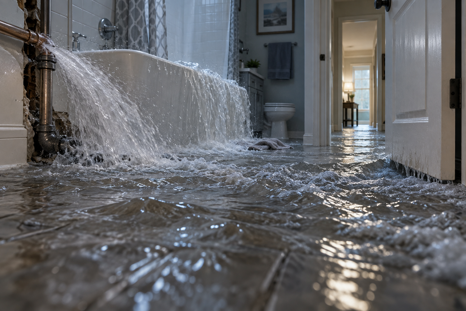 Emergency Plumber Baltimore concept — home services preview under the headline 'When the water won't wait.'