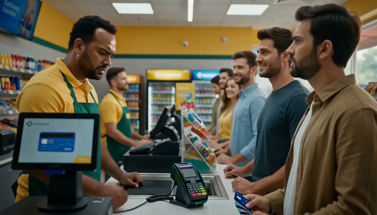 Merchant Services America concept — payments preview under the headline 'Accept payments the way your customers already pay.'