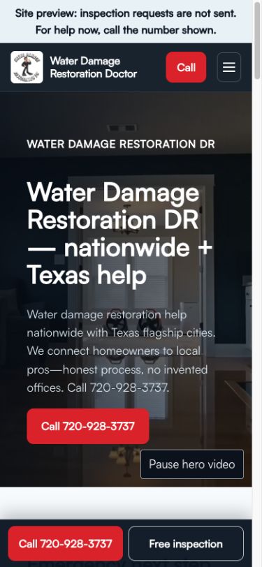 Water Damage Restoration DR concept — mobile home preview